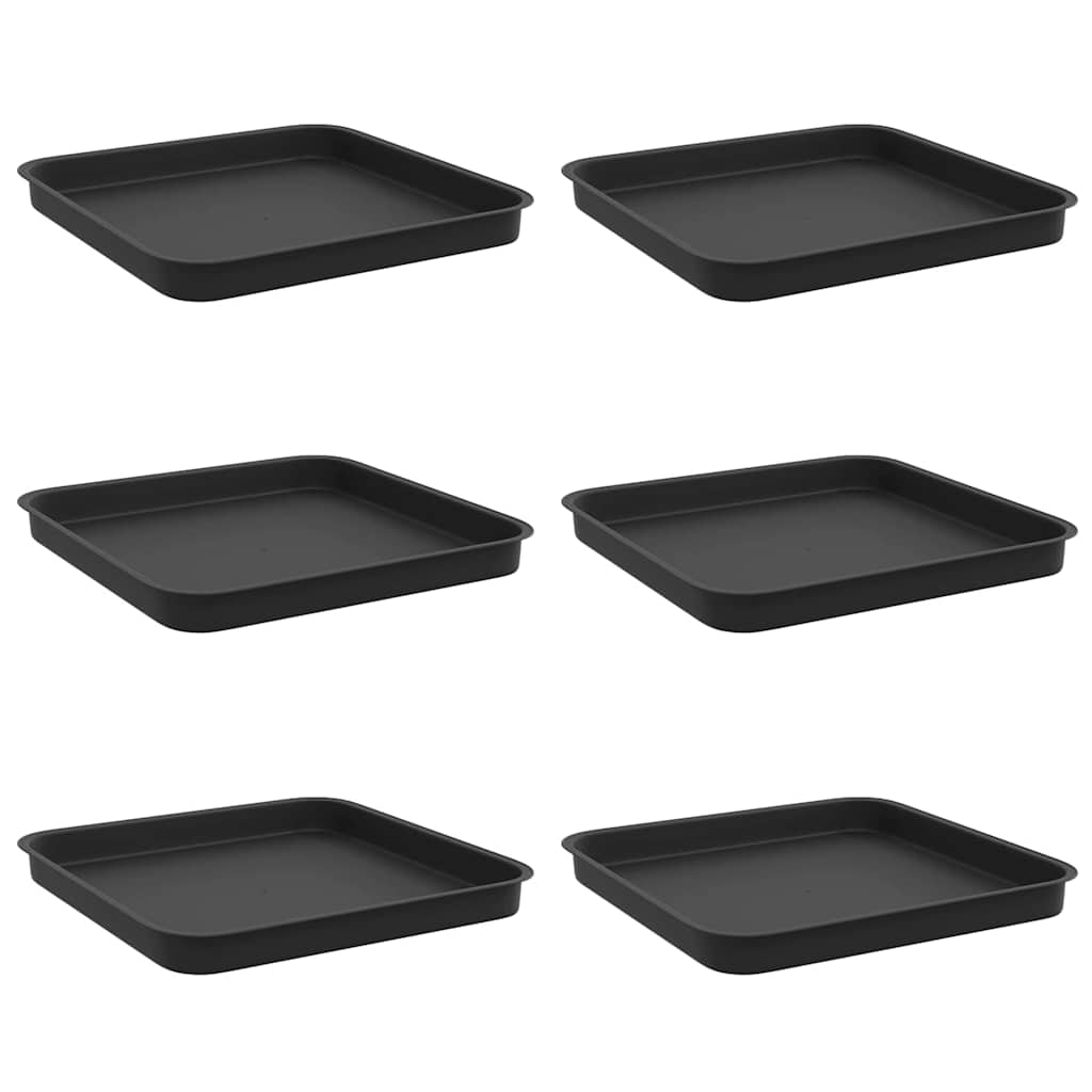 Négyzetes virágtálca 6 pcs fekete 21 x 21 x 2 cm műanyag