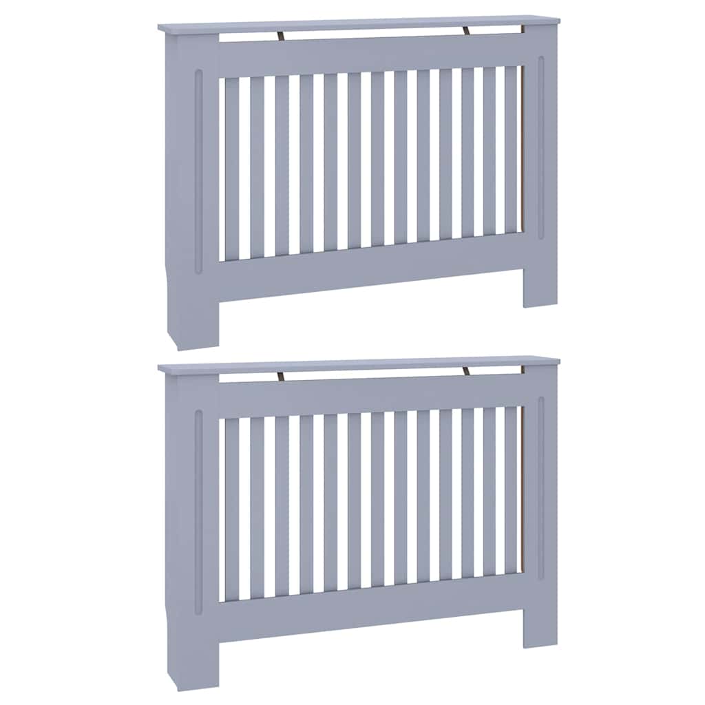 Radiátor fedezék 2 pcs szürke 112 x 19 x 81,5cm faanyag