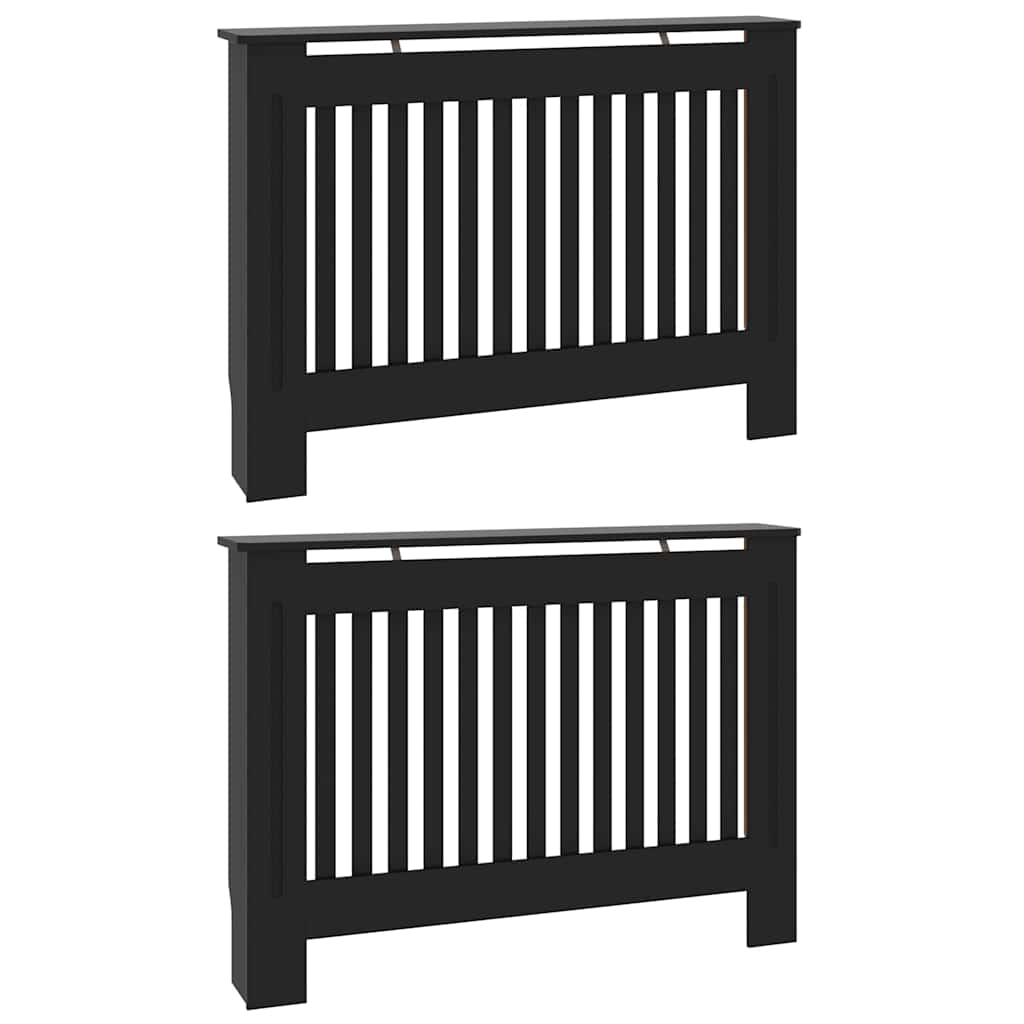 Radiátor fedezék 2 pcs fekete 112 x 19 x 81.5 cm faanyag