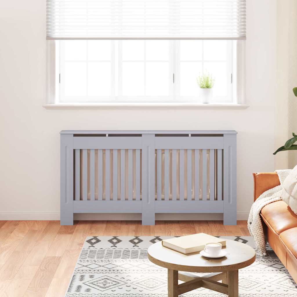 Radiátor fedezék 2 pcs szürke 152 x 19 x 81.5 cm faanyag