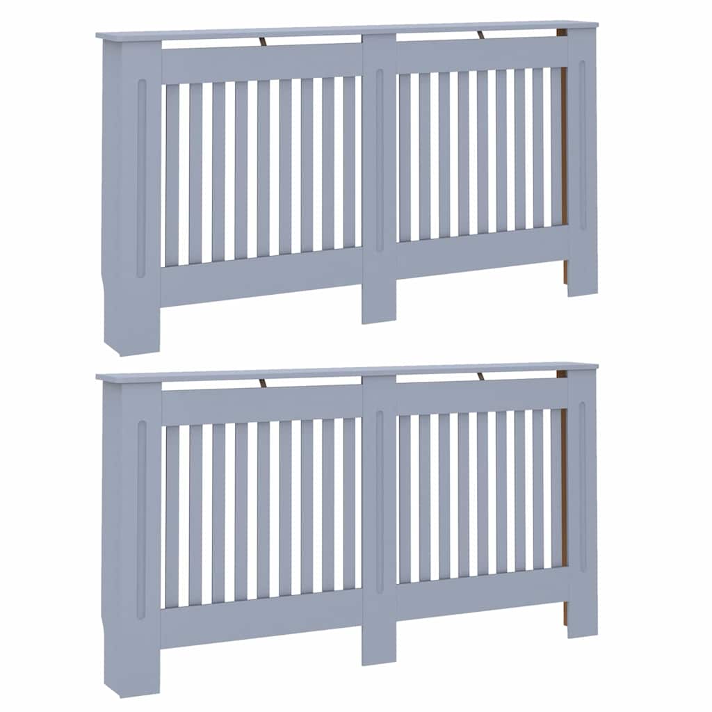 Radiátor fedezék 2 pcs szürke 152 x 19 x 81.5 cm faanyag