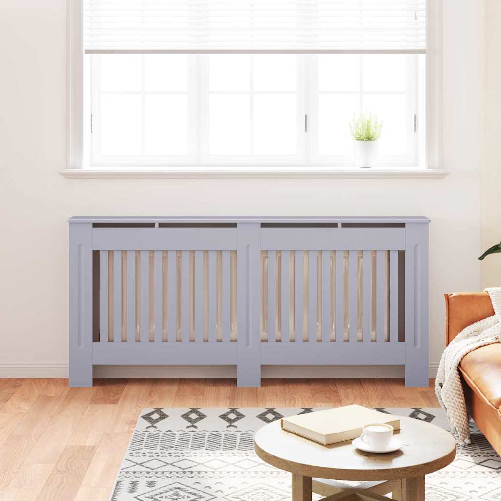 Radiátor fedezék 2 pcs szürke 172 x 19 x 81.5 cm faanyag