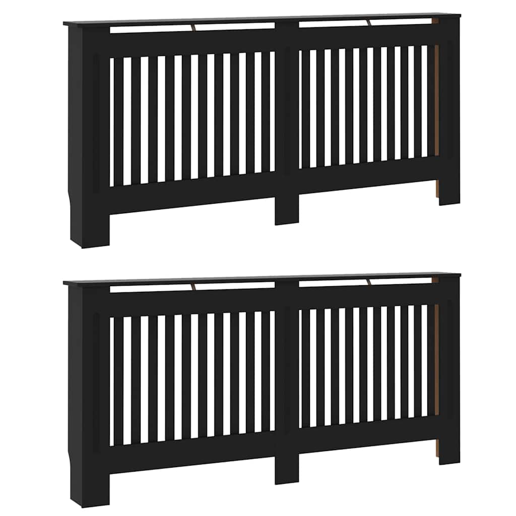 Radiátor fedezék 2 pcs fekete 172 x 19 x 81,5 cm szerelt fa