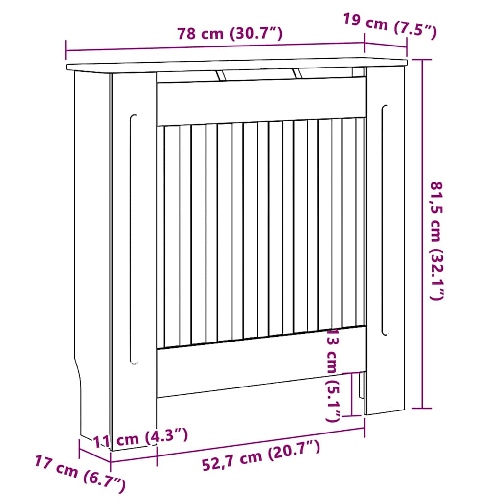 Radiátor fedezék 2 pcs szürke 78 x 19 x 81.5 cm faanyag