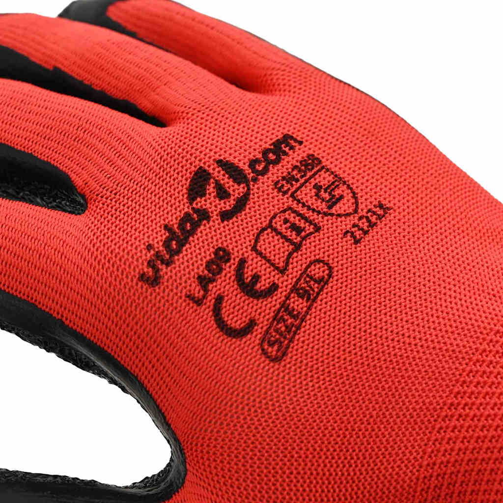 Munkakesztyűk 24 pcs piros és fekete 9 / l latex bevonat