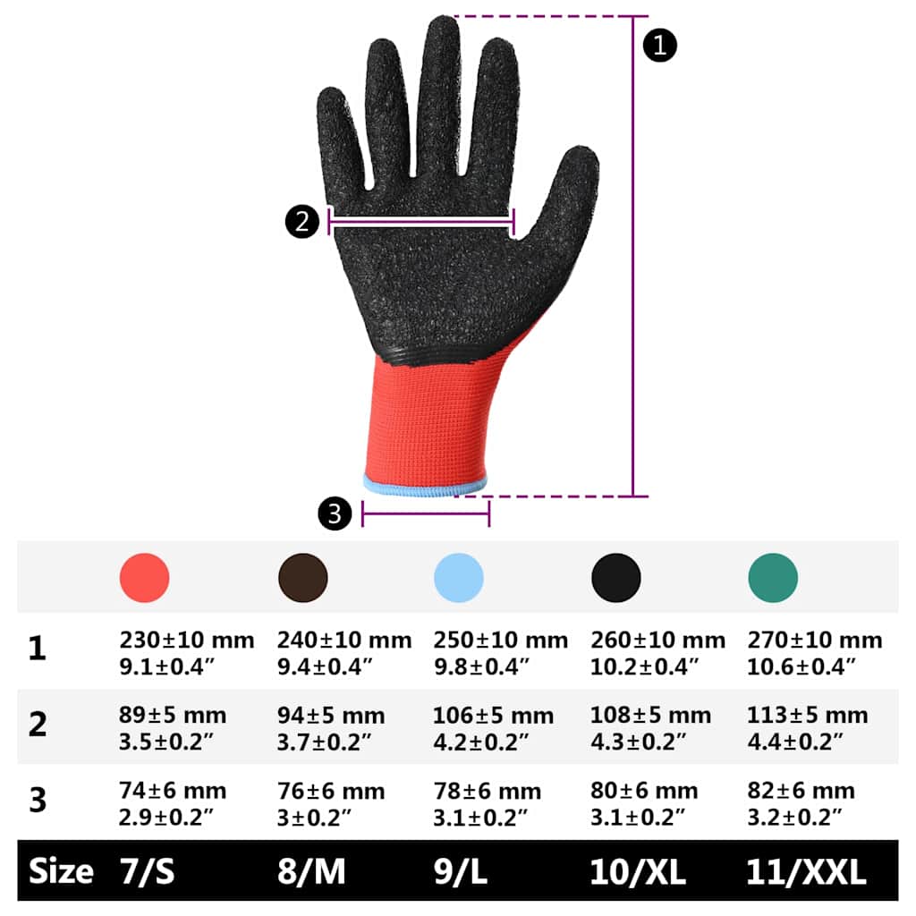 Munkakesztyűk 24 pcs piros és fekete 9 / l latex bevonat