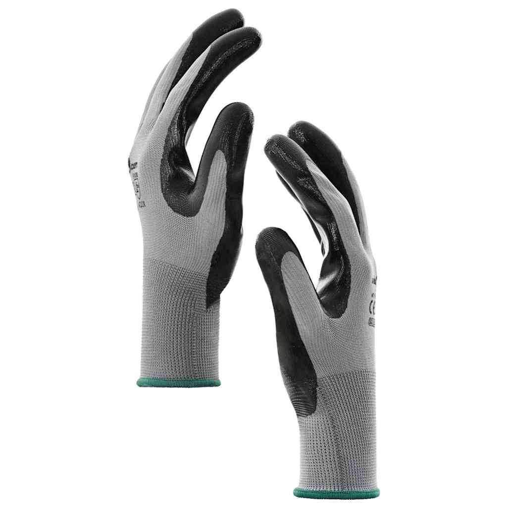 Munkakesztyűk 12 pcs szürke és fekete 11 / xxl poliészter