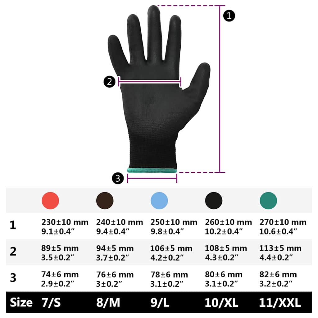 Munkakesztyűk 24 pcs fekete 11 / xxl poliészter