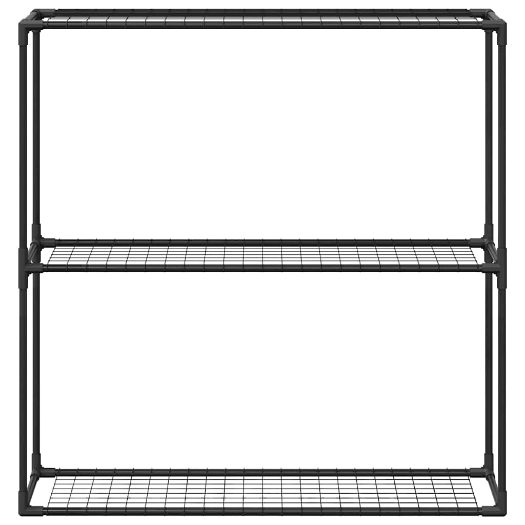 3-szintes növénypolc tárolóval fekete 100 x 32 x 102 cm acél