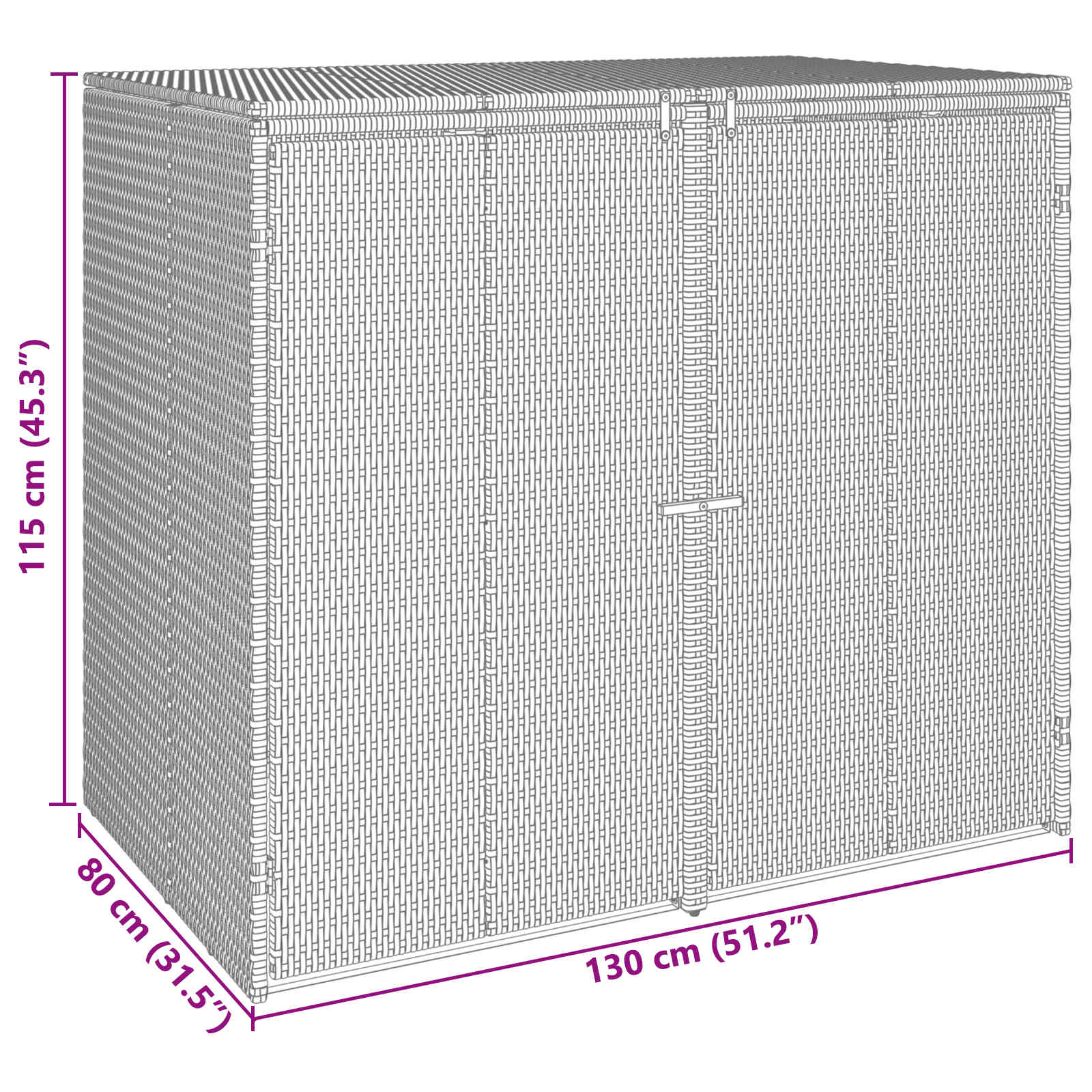 Kuka doboz 2 pcs fekete 130 x 80 x 115 cm polietilén