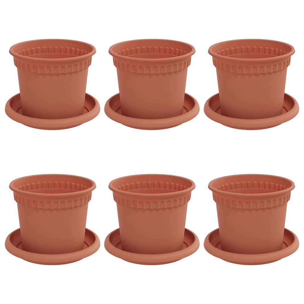 Növénycserép 6 pcs tégla vörös ø 12,5 x 10 cm műanyag
