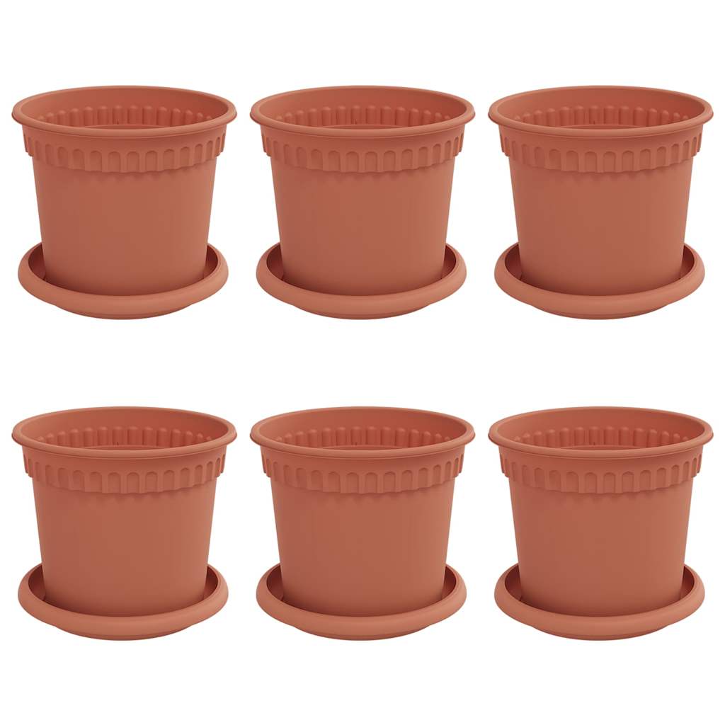 Növénycserép 6 pcs tégla vörös ø 15 x 12 cm műanyag