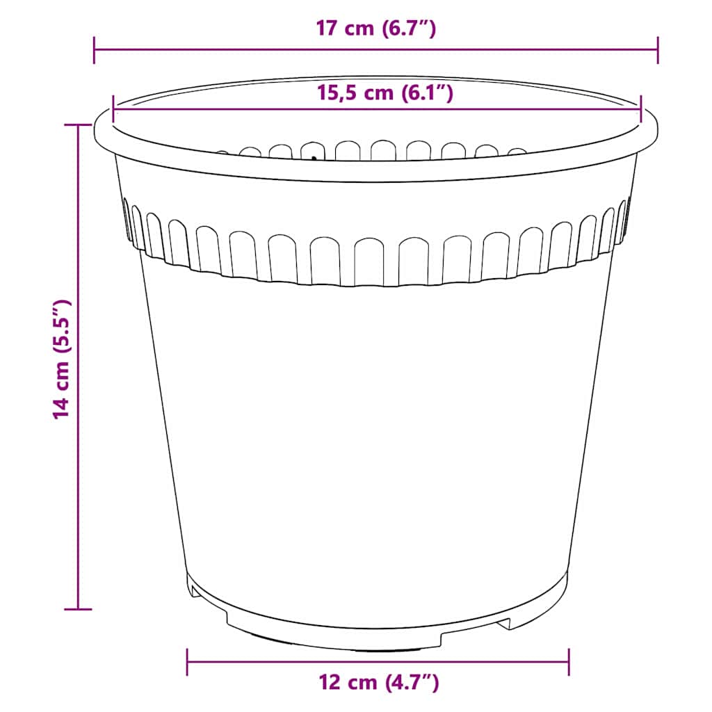 Növénycserép 6 pcs tégla vörös ø 17 x 14 cm műanyag