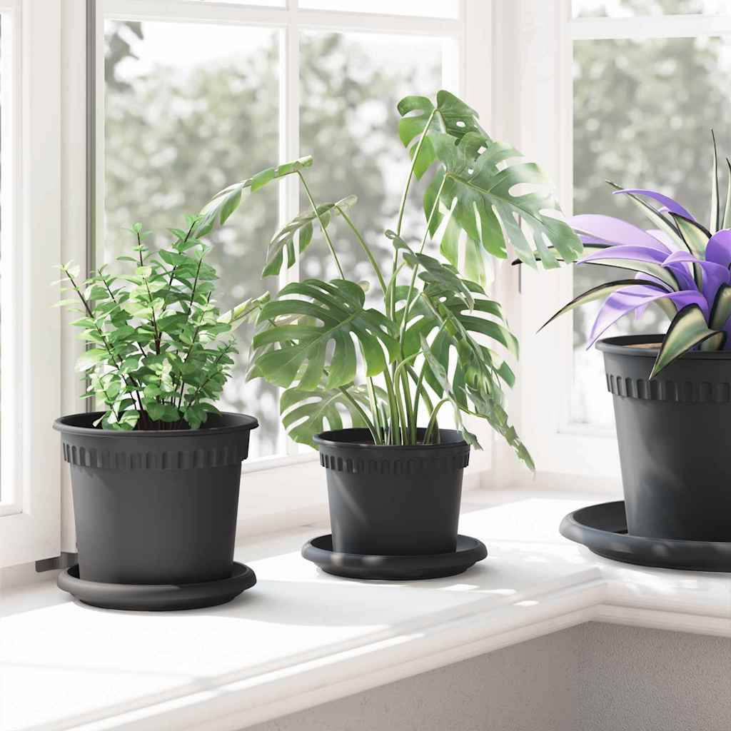 Növénycserép 6 pcs fekete ø 12,5 x 10 cm műanyag