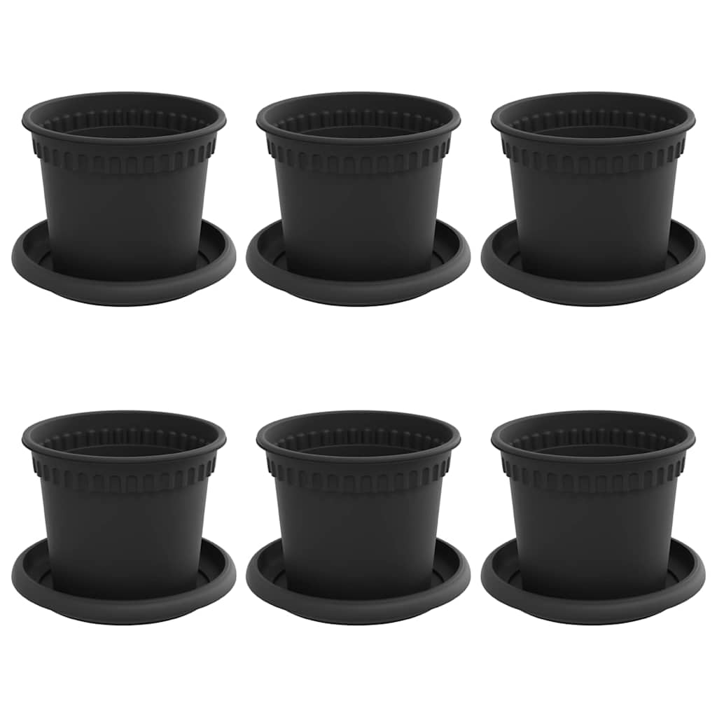 Növénycserép 6 pcs fekete ø 12,5 x 10 cm műanyag