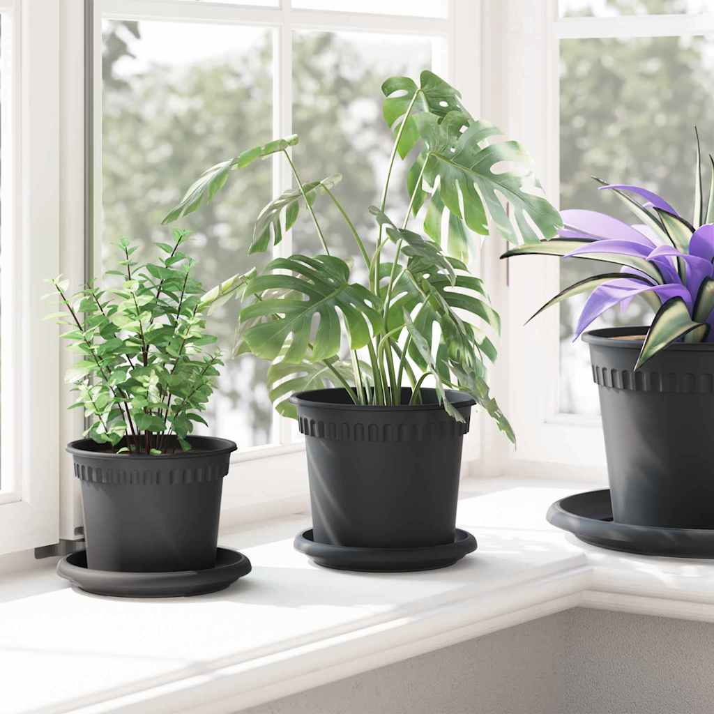 Növénycserép 6 pcs fekete ø 15 x 12 cm műanyag