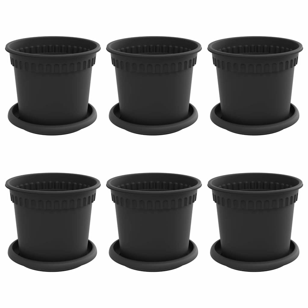 Növénycserép 6 pcs fekete ø 15 x 12 cm műanyag