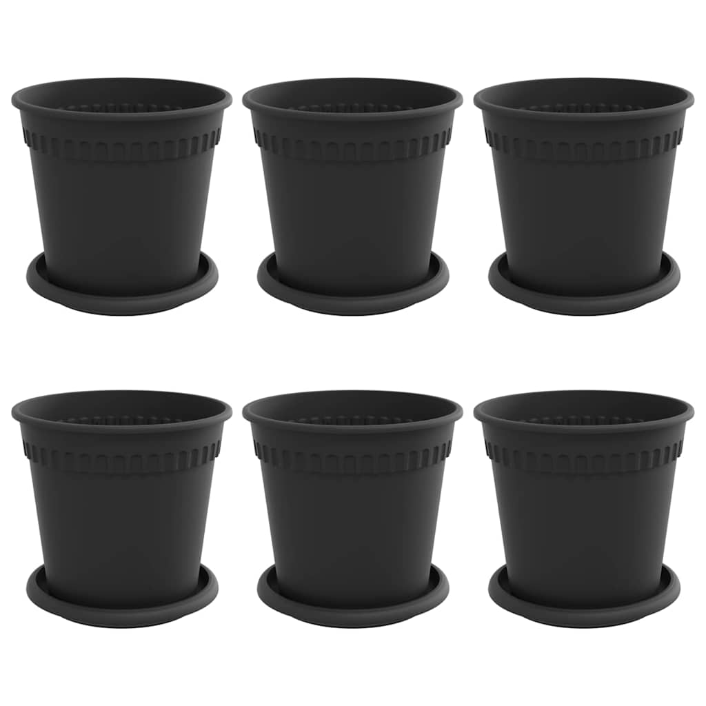 Növénycserép 6 pcs fekete ø 17 x 14 cm műanyag