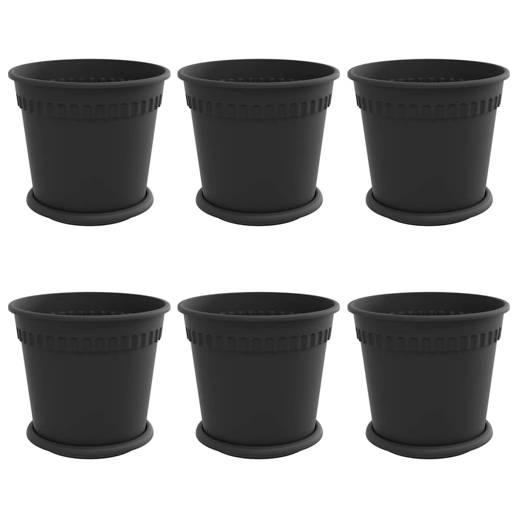 Növénycserép 6 pcs fekete ø 19 x 16 cm műanyag