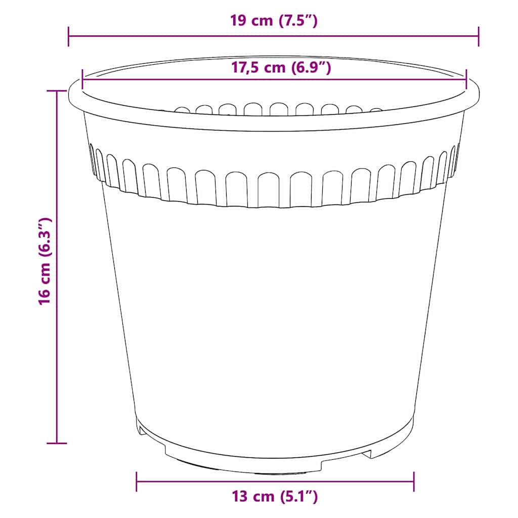 Növénycserép 24 pcs tégla vörös ø 19 x 16 cm műanyag