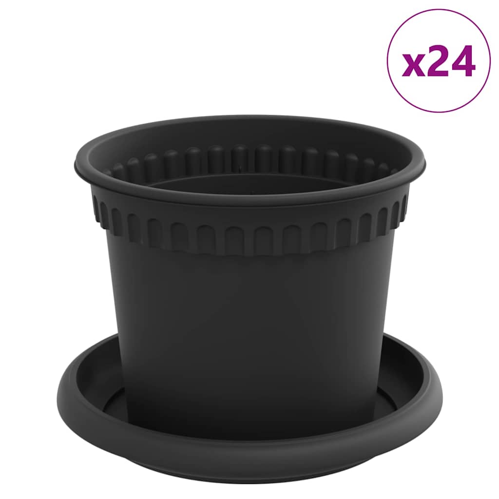 Növénycserép 24 pcs fekete ø 12,5 x 10 cm műanyag