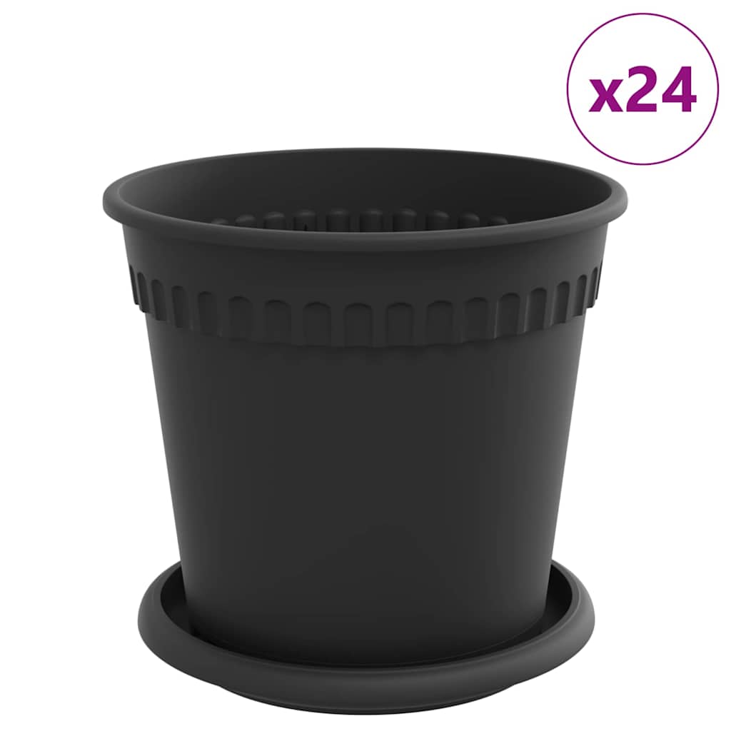 Növénycserép 24 pcs fekete ø 17 x 14 cm műanyag