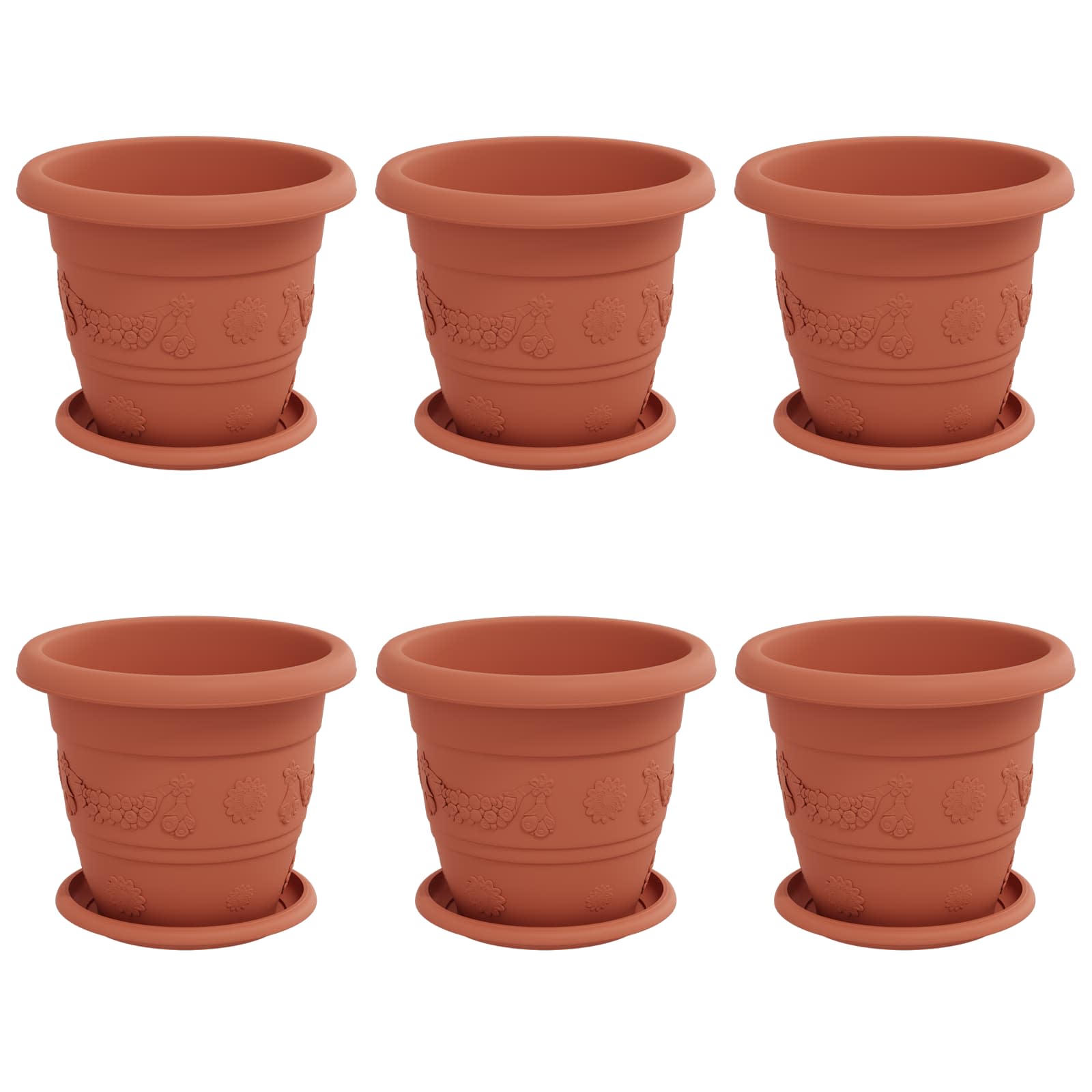 Növénycserép 6 pcs tégla vörös ø 22 x 18 cm műanyag