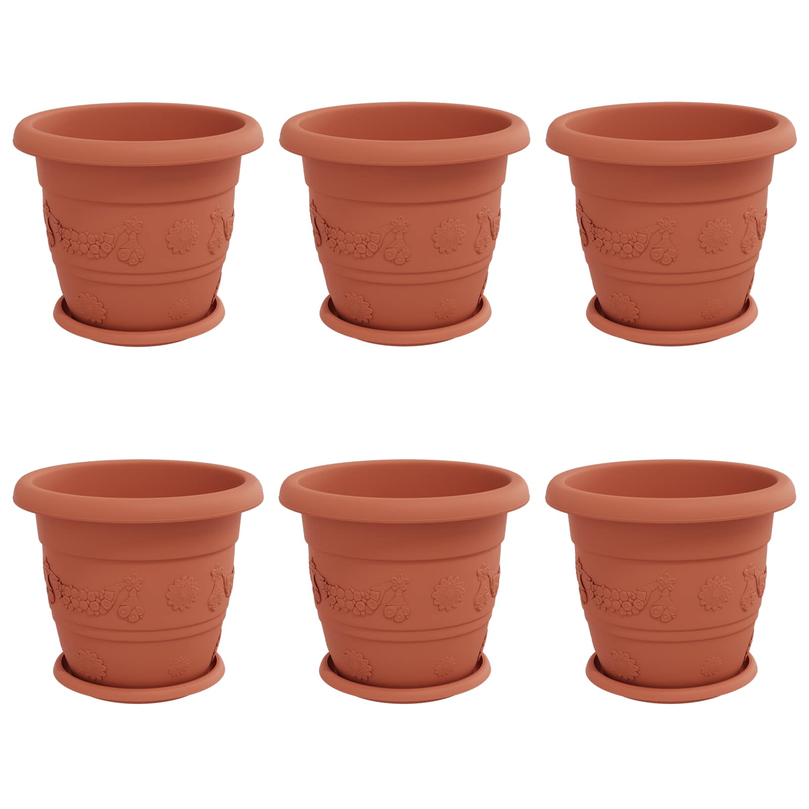 Növénycserép 6 pcs tégla vörös ø 30 x 25 cm műanyag