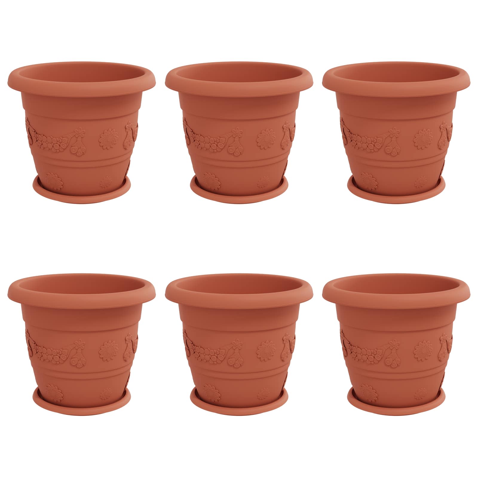 Növénycserép 6 pcs tégla vörös ø 34 x 28 cm műanyag