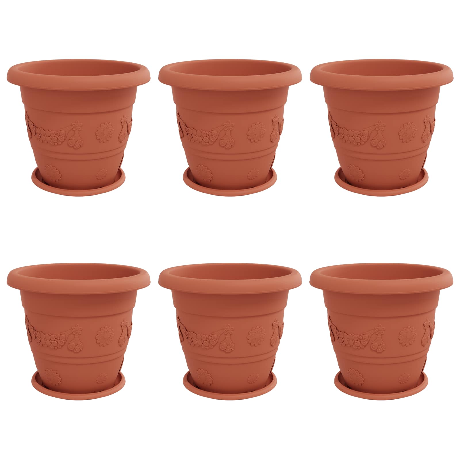 Növénycserép 6 pcs tégla vörös ø 39 x 32 cm műanyag