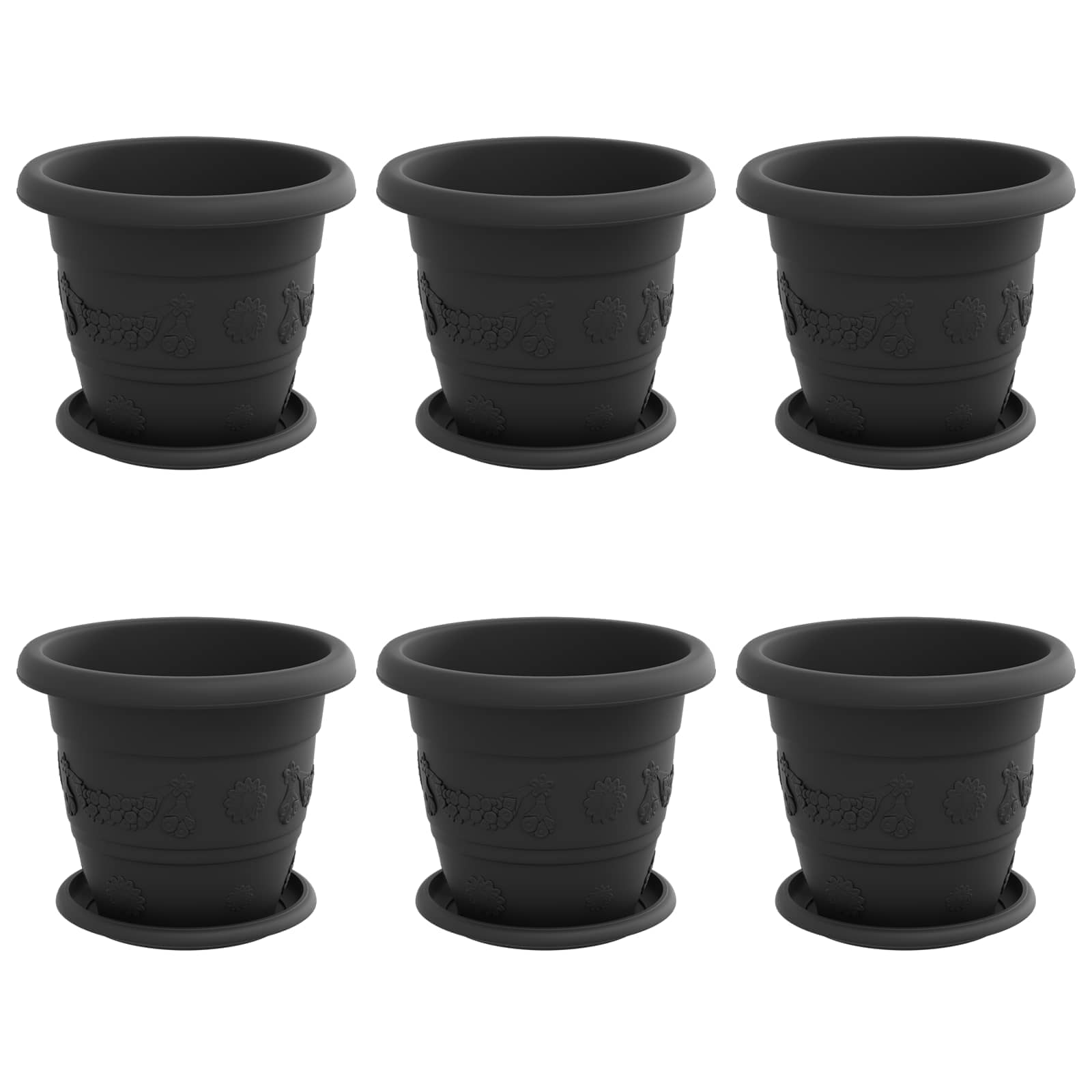 Növénycserép 6 pcs fekete ø 22 x 18 cm műanyag