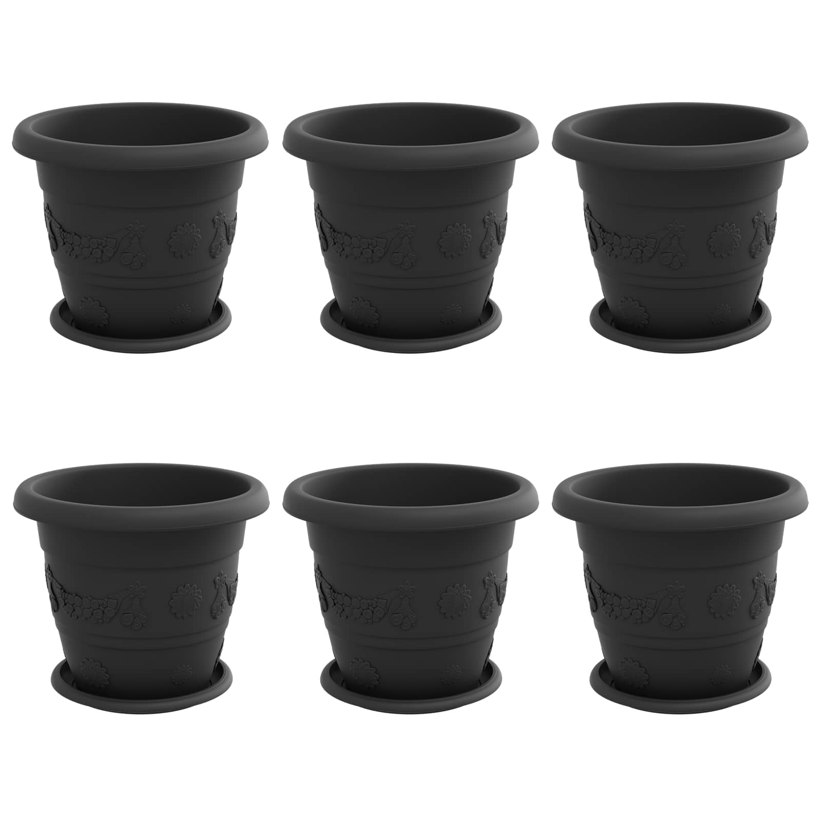 Növénycserép 6 pcs fekete ø 26 x 21.5 cm műanyag