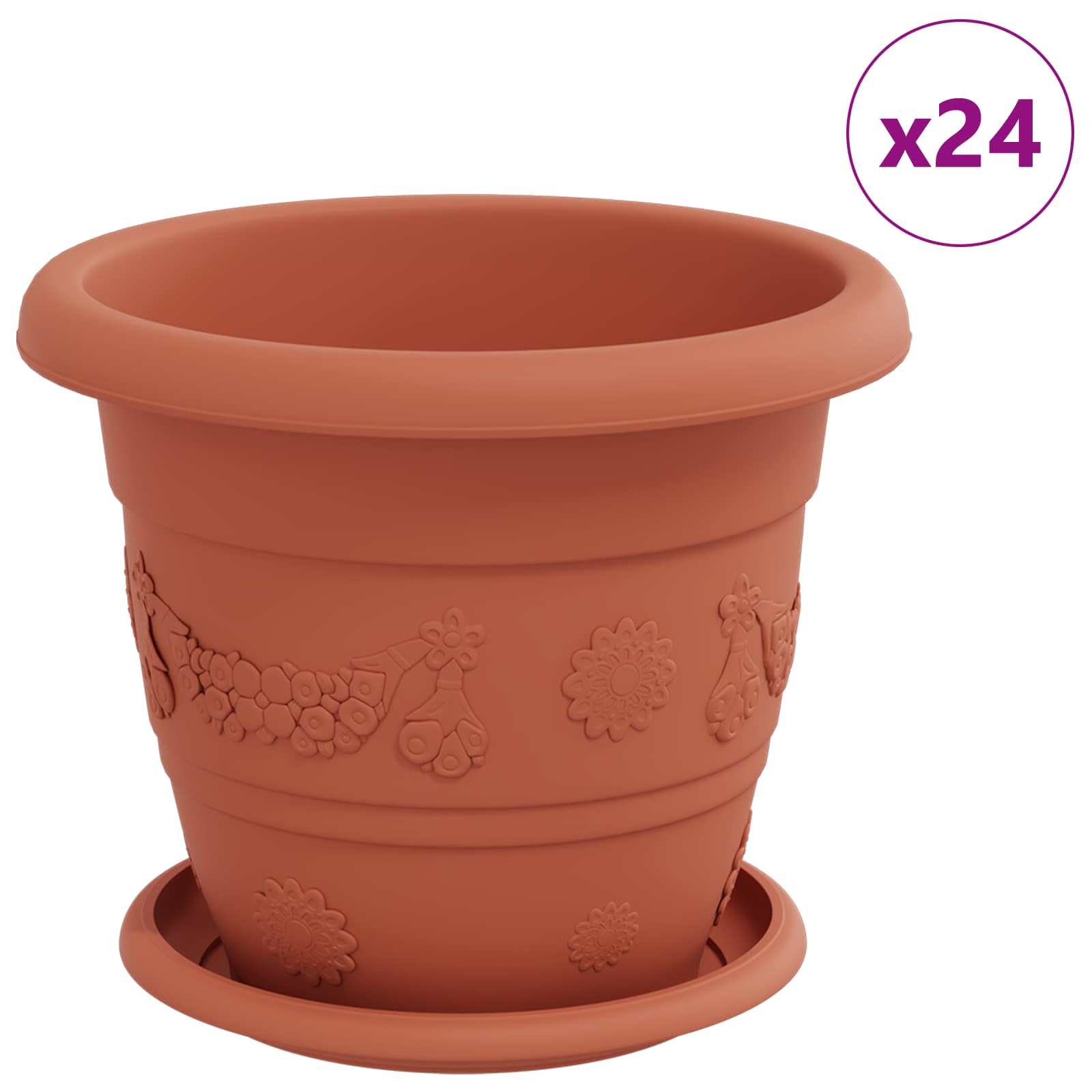Növénycserép 24 pcs tégla vörös ø 22 x 18 cm műanyag