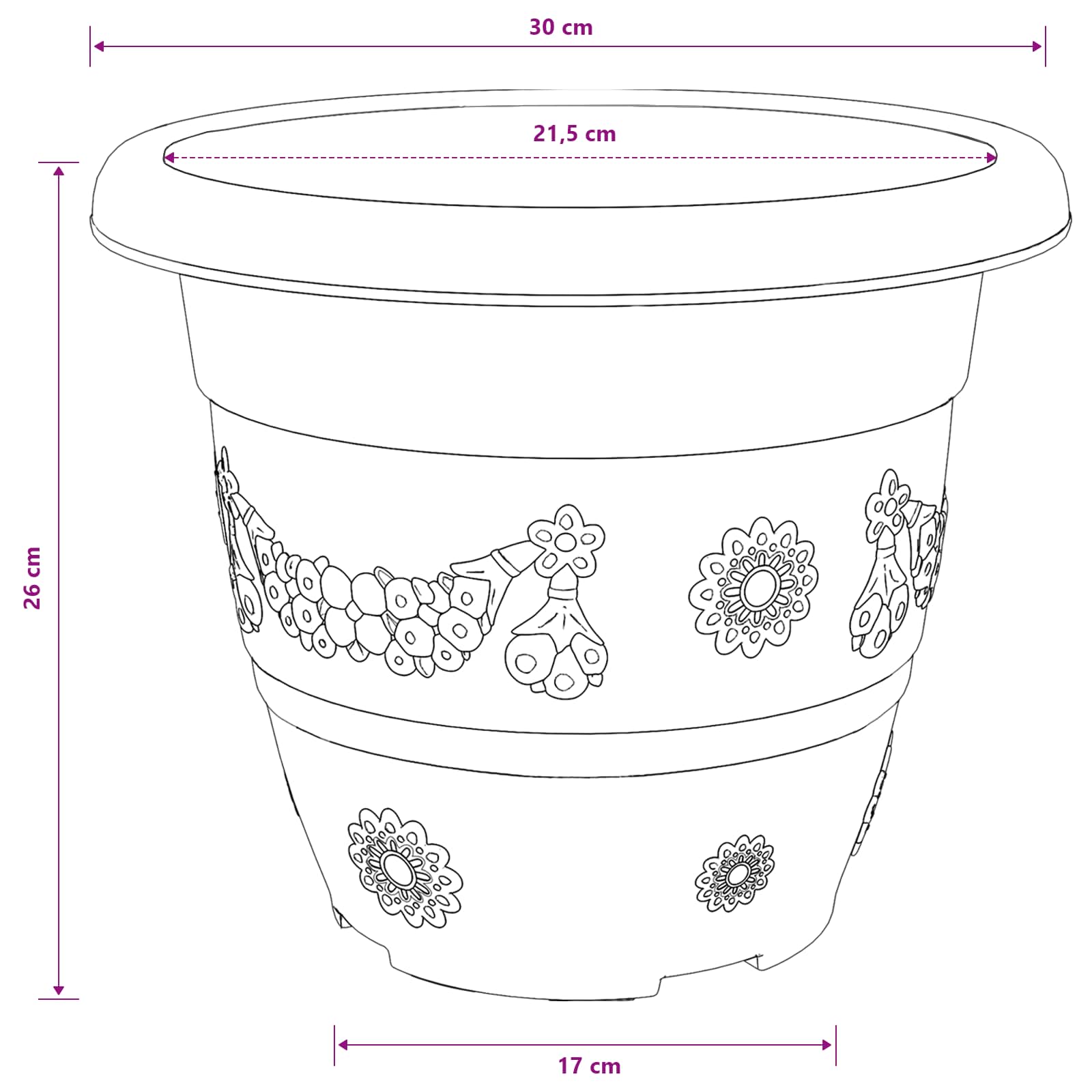 Növénycserép 24 pcs tégla vörös ø 30 x 25 cm műanyag