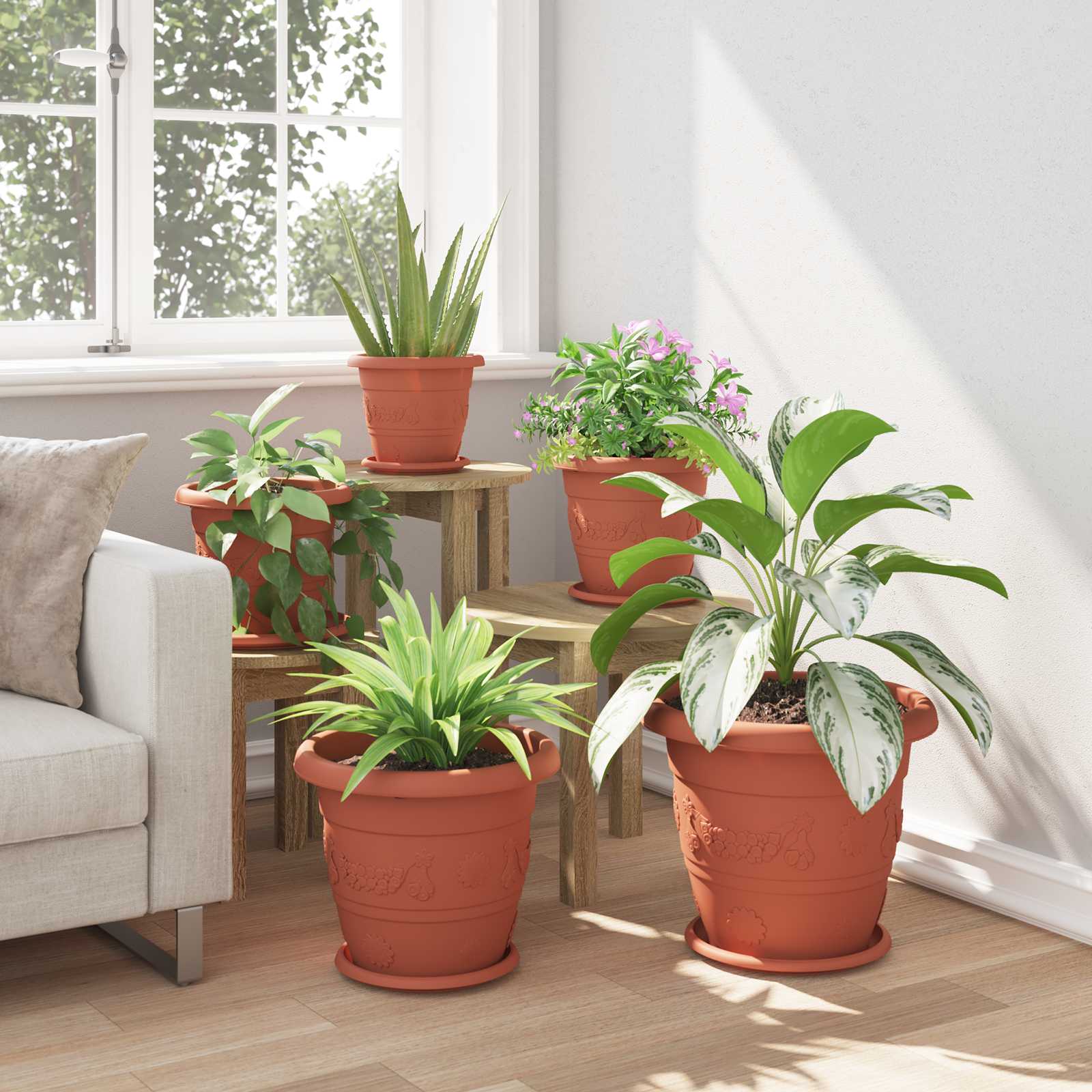 Növénycserép 24 pcs tégla vörös ø 34 x 28 cm műanyag