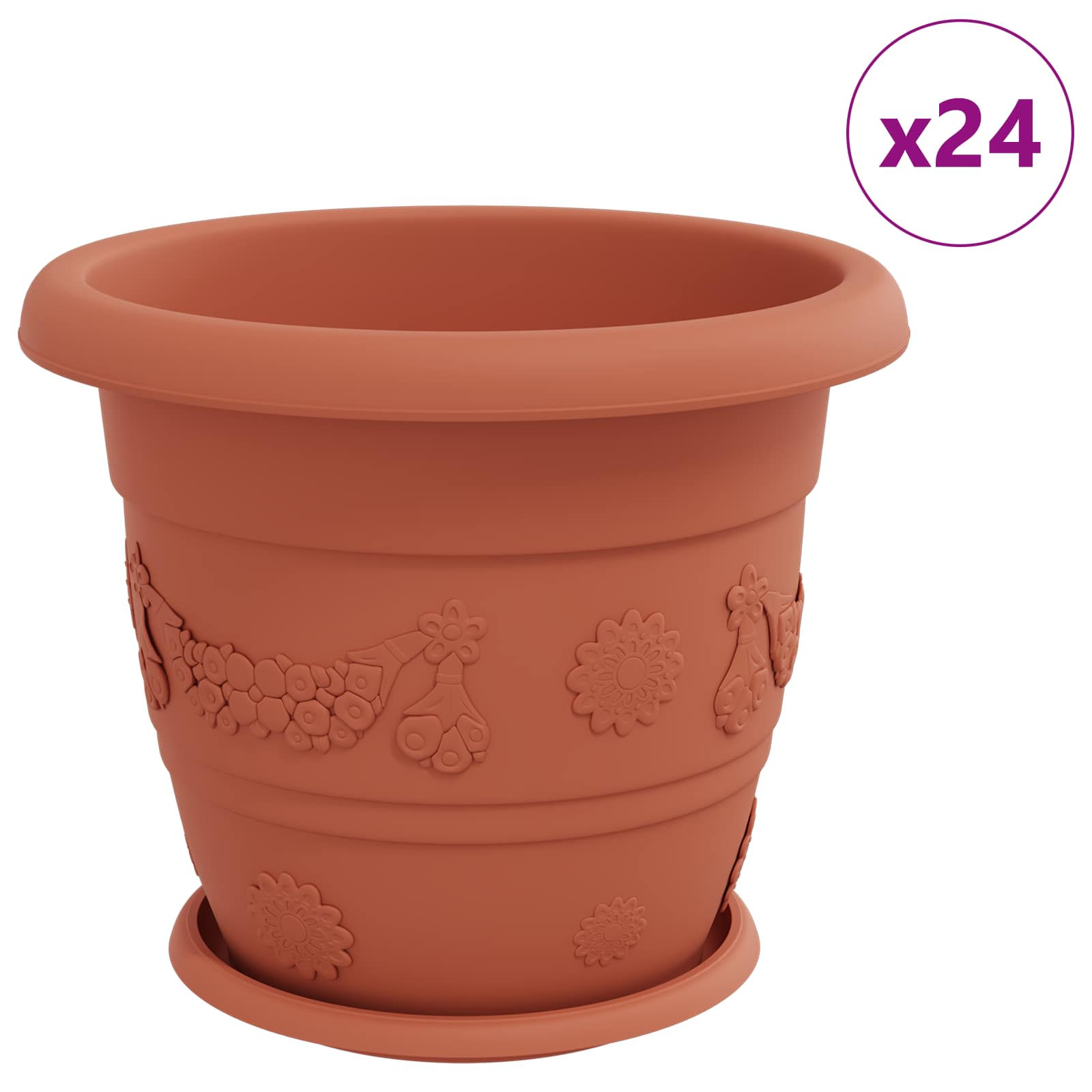 Növénycserép 24 pcs tégla vörös ø 34 x 28 cm műanyag