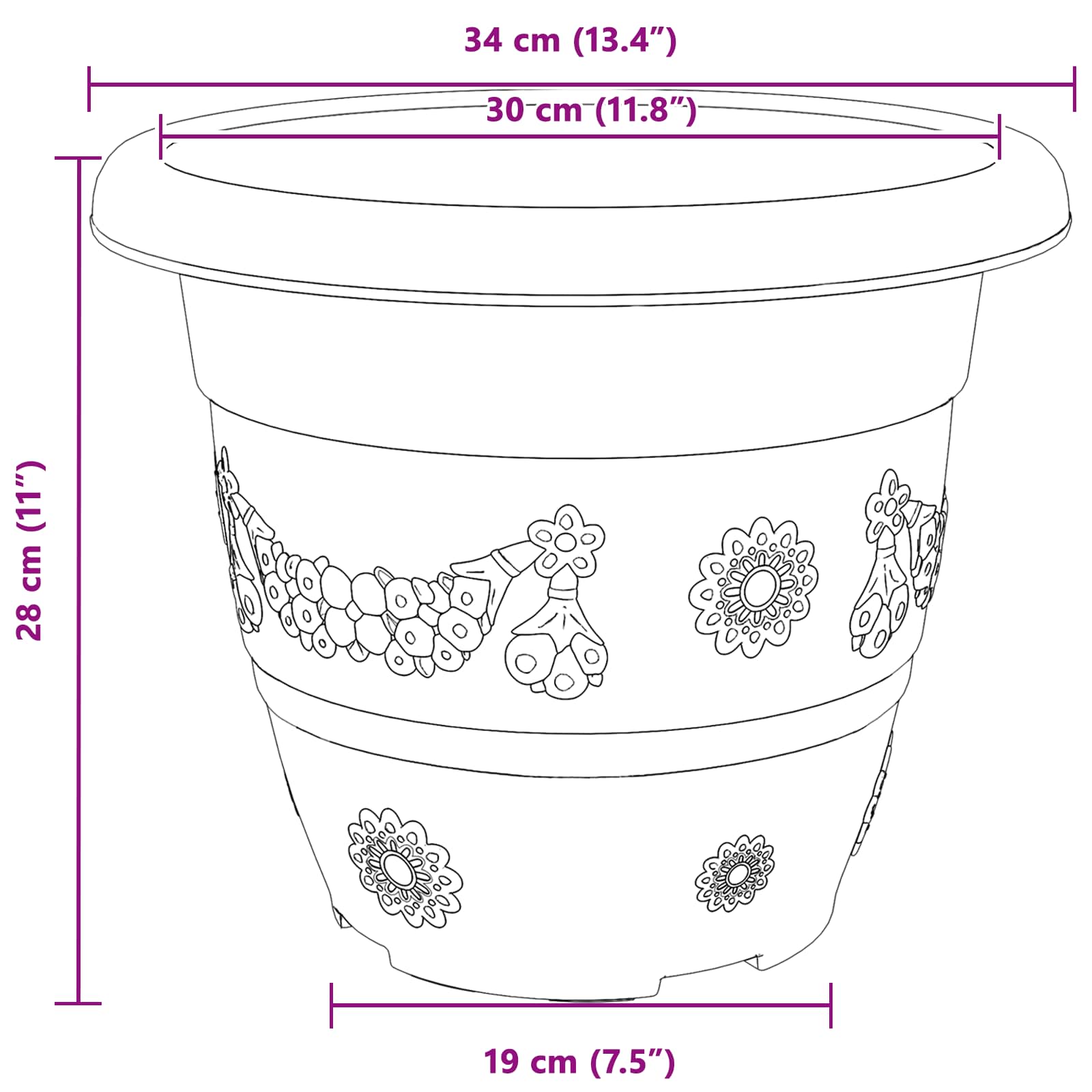 Növénycserép 24 pcs tégla vörös ø 34 x 28 cm műanyag