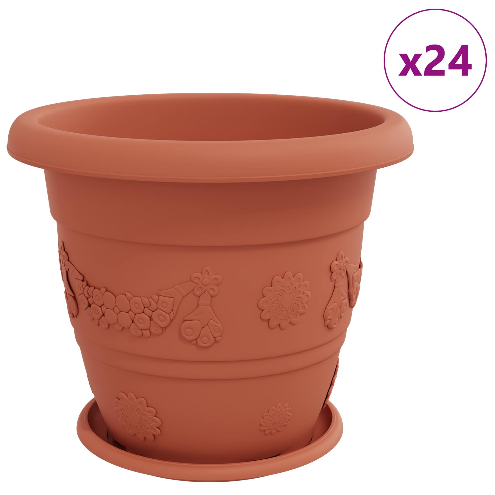 Növénycserép 24 pcs tégla vörös ø 39 x 32 cm műanyag