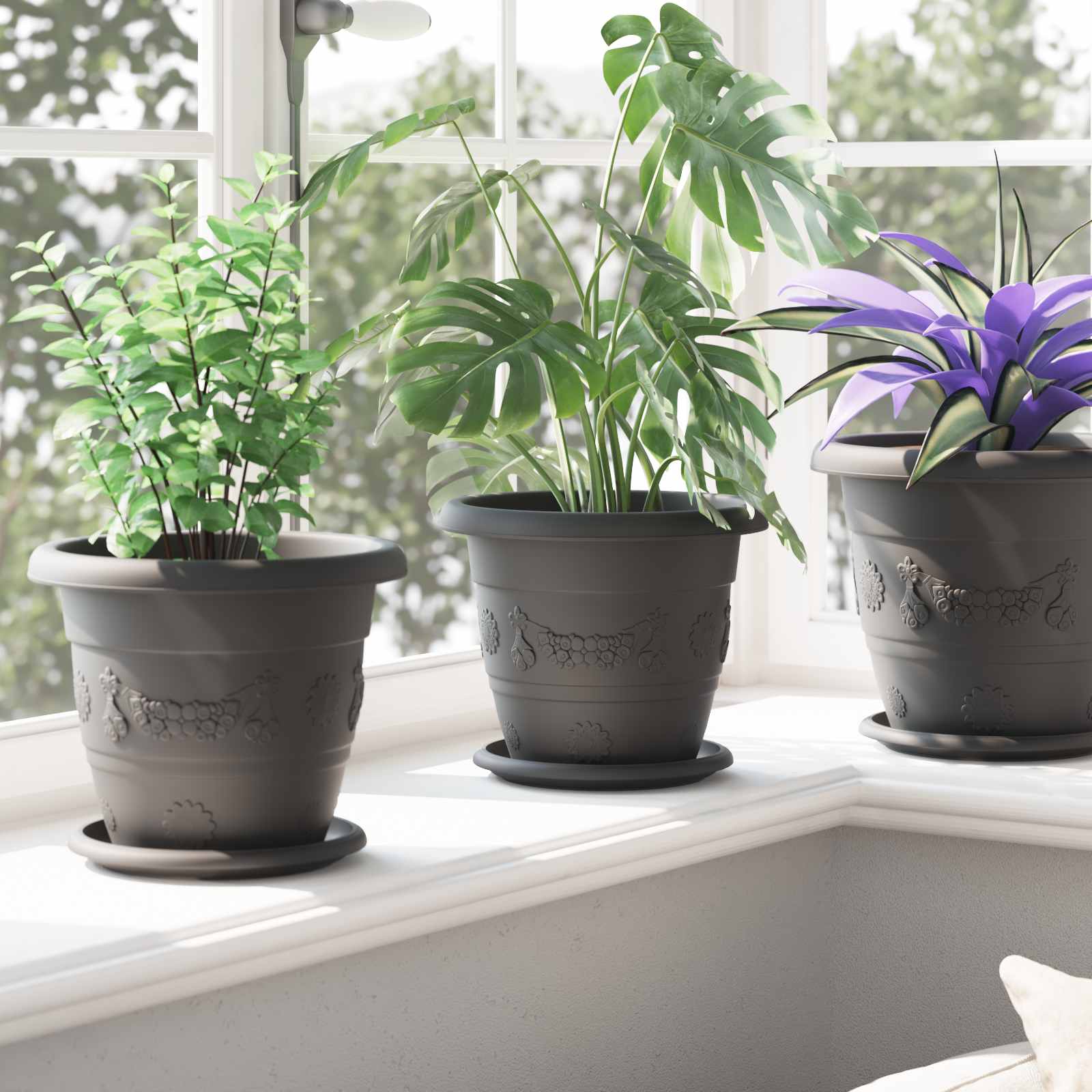 Növénycserép 24 pcs fekete ø 22 x 18 cm műanyag