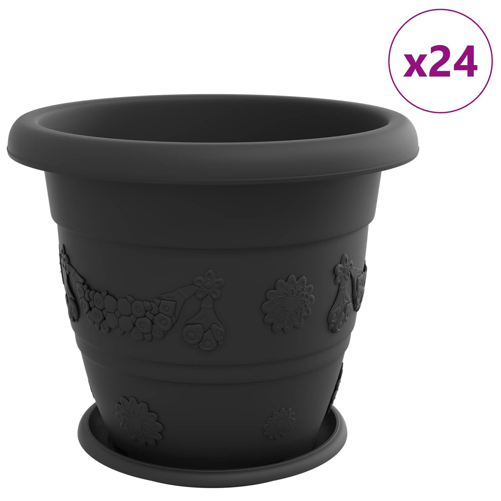 Növénycserép 24 pcs fekete ø 39 x 32 cm műanyag