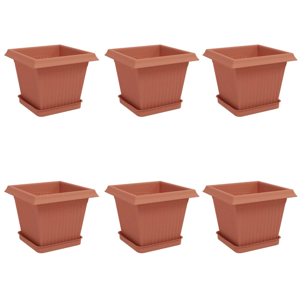 Növénycserép 6 pcs tégla vörös 20 x 20 x 16 cm műanyag