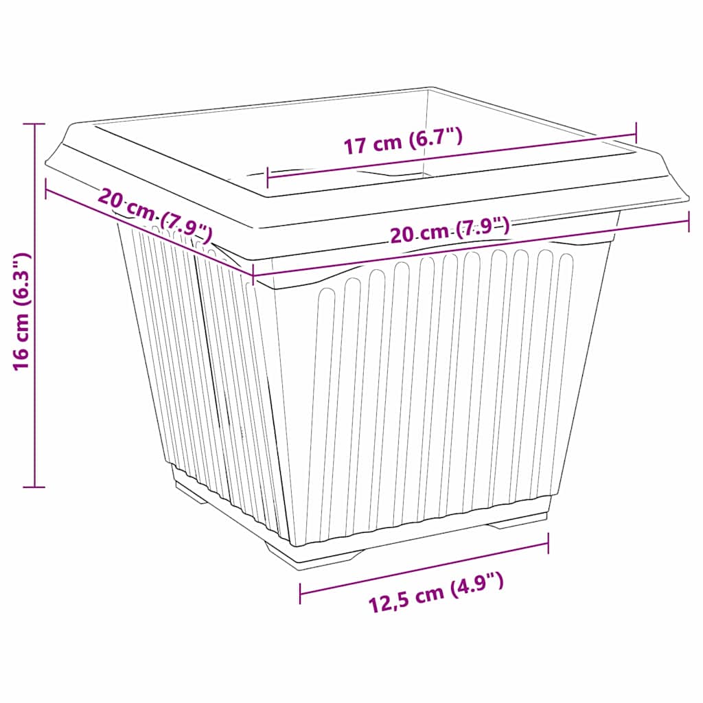 Növénycserép 6 pcs tégla vörös 20 x 20 x 16 cm műanyag