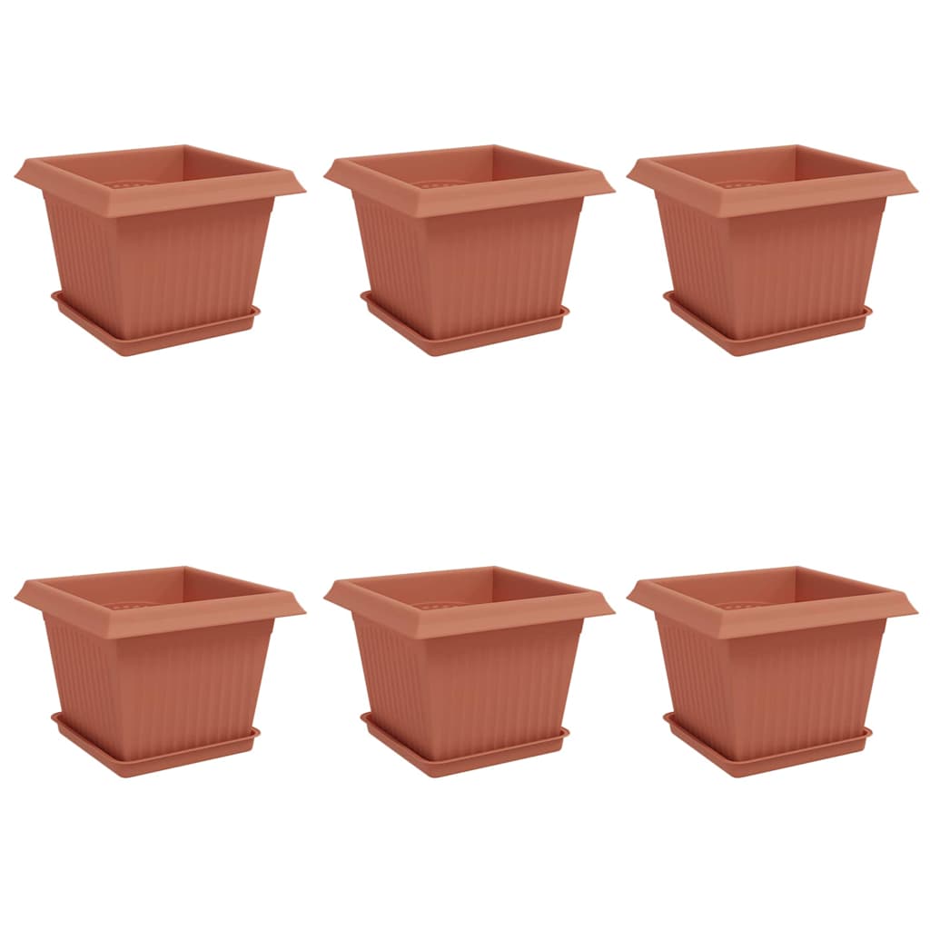 Növénycserép 6 pcs tégla vörös 23 x 23 x 17,5 cm műanyag