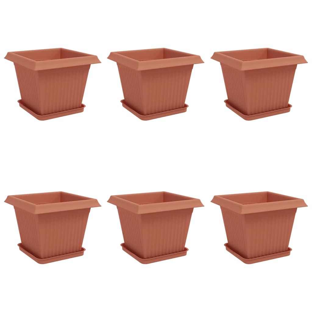 Növénycserép 6 pcs tégla vörös 33 x 33 x 26 cm műanyag
