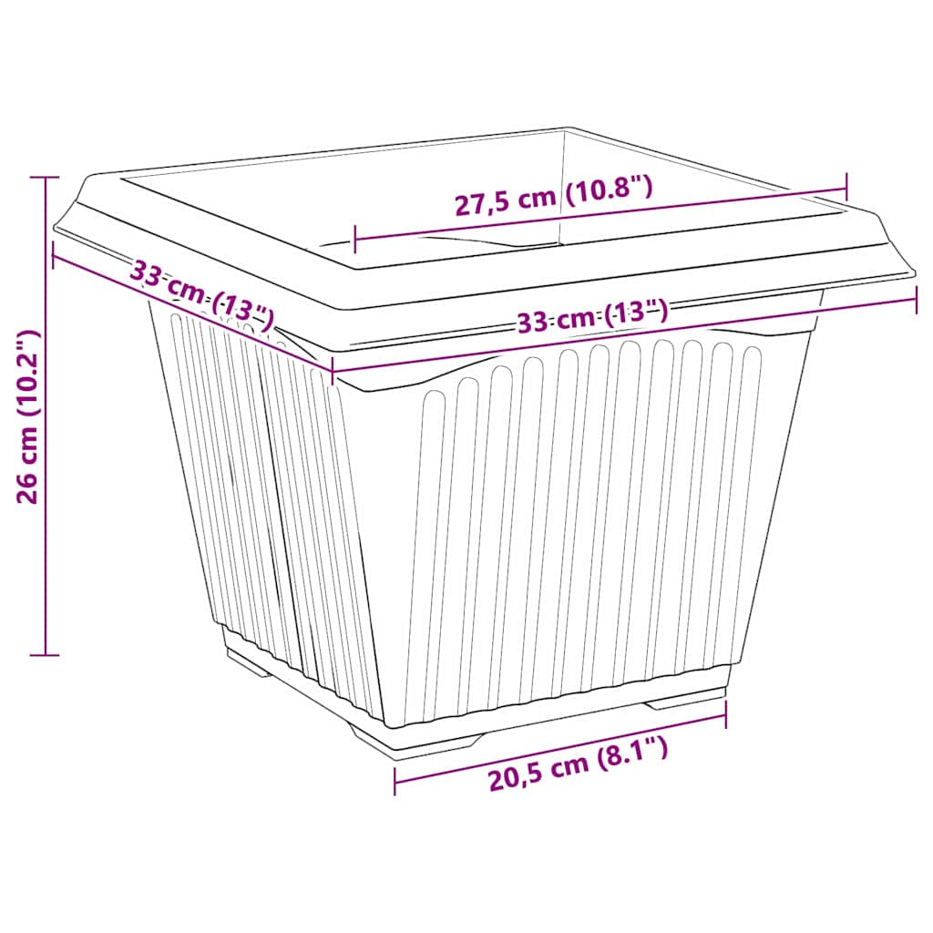 Növénycserép 6 pcs tégla vörös 33 x 33 x 26 cm műanyag