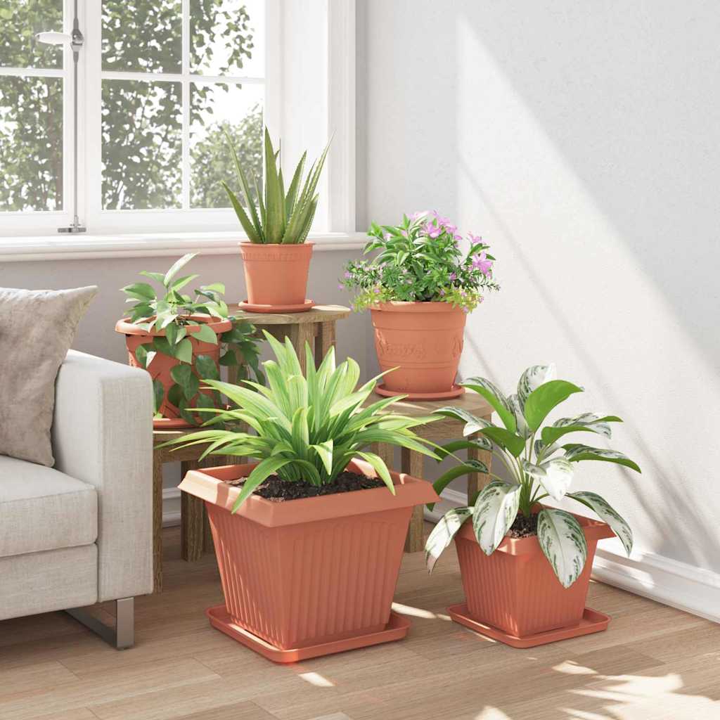 Növénycserép 6 pcs tégla vörös 38 x 38 x 30 cm műanyag