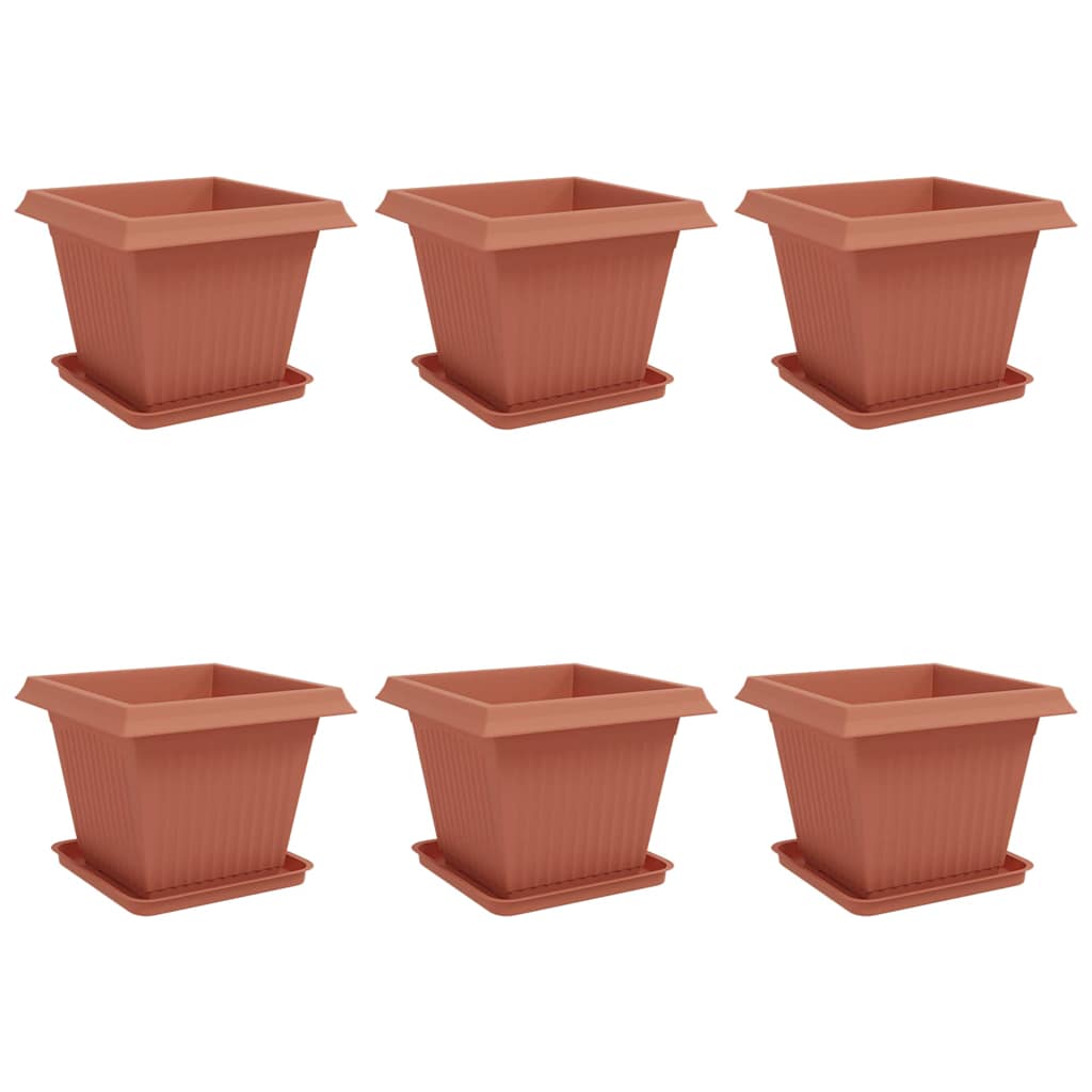 Növénycserép 6 pcs tégla vörös 43 x 43 x 33,5 cm műanyag