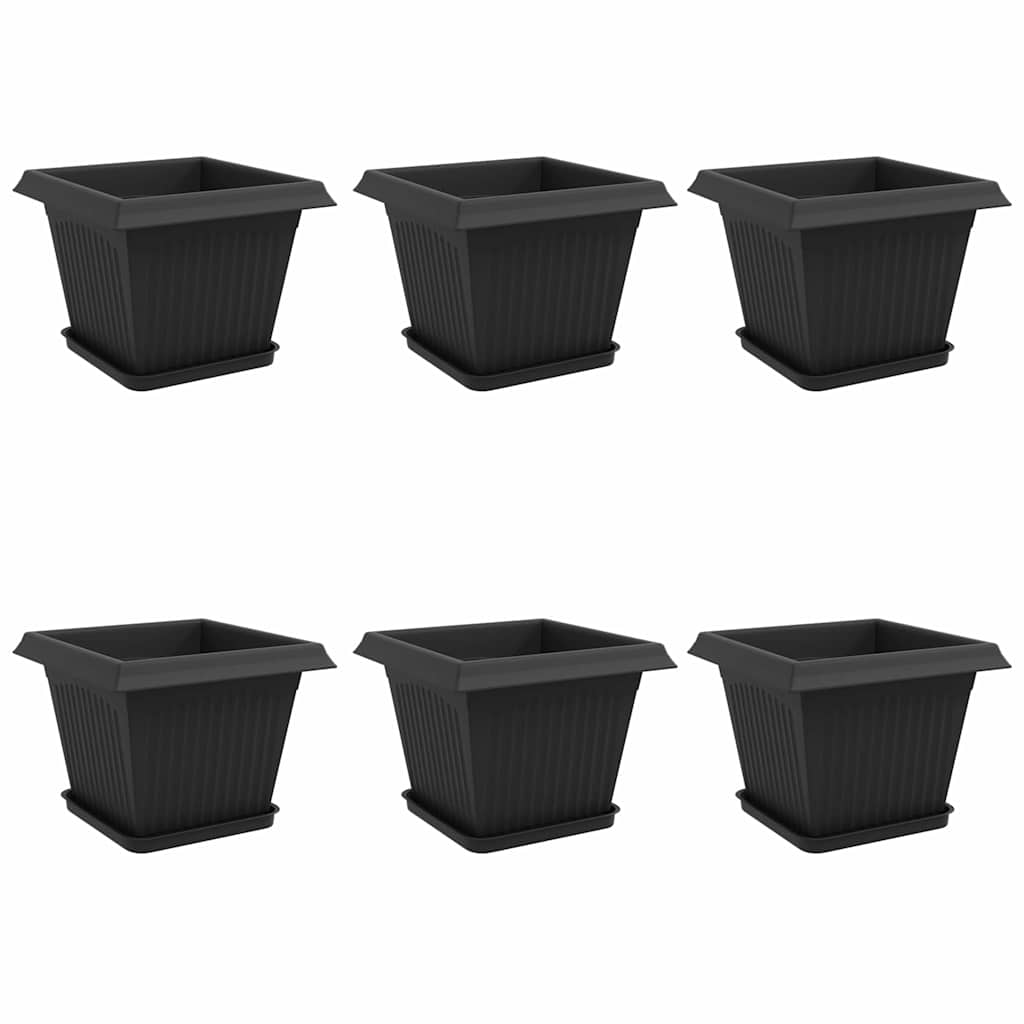 Növénycserép 6 pcs fekete 28,5 x 28,5 x 22 cm műanyag
