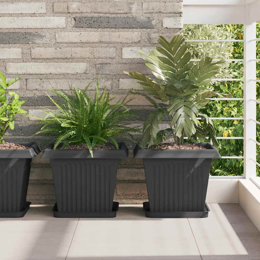 Növénycserép 6 pcs fekete 33 x 33 x 26 cm műanyag