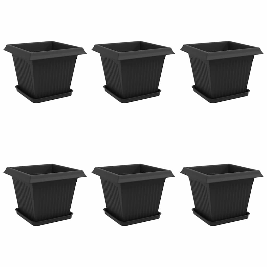 Növénycserép 6 pcs fekete 33 x 33 x 26 cm műanyag